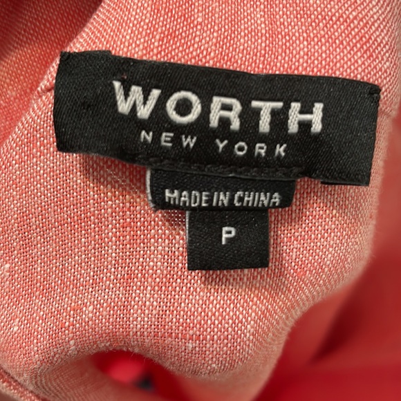 WORTH linen salmon colored tunic, size P, EC - Picture 5 of 9